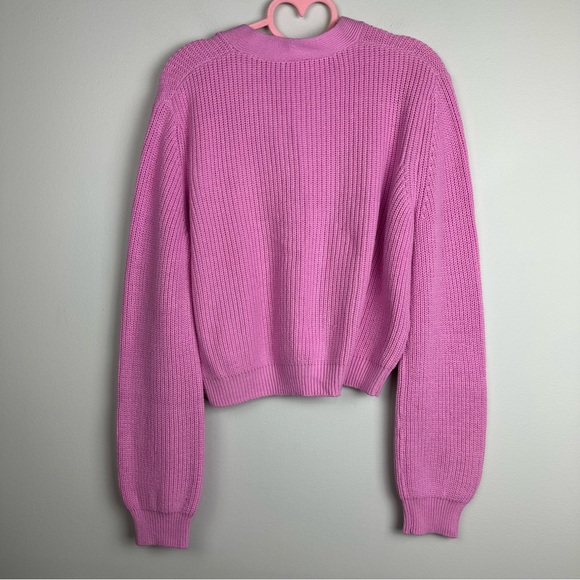 Melrose and Market Button-Up Cropped Knit Cardigan Size Medium - Picture 6 of 9